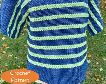 CROCHET PATTERN - Calatta - Easy crochet short sleeve sweater size inclusive