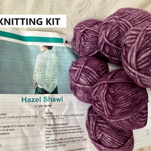 KNITTING KIT for Hazel Shawl Hobbii Summer Cloud Purple Triangle Wrap