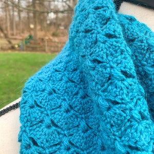 CROCHET pattern Euphorica crochet scarf lace puff picot fan shell meditative easy dressy casual image 4