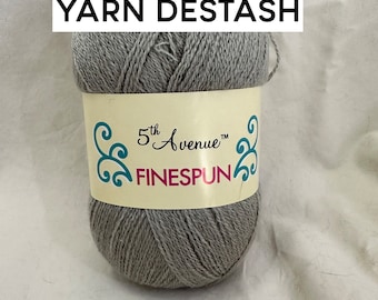 DESTASH YARN: 5th Avenue Finespun light gray acrylic nylon lace weight knit crochet tunisian