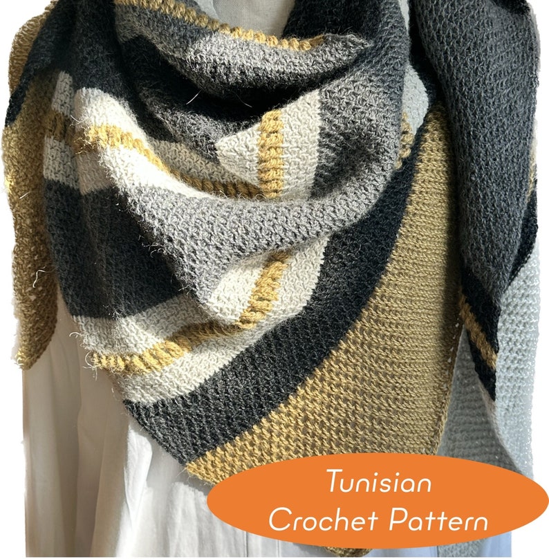 TUNISIAN CROCHET Pattern Aziza Wrap Knit Lace Plush Cushy Triangle ...