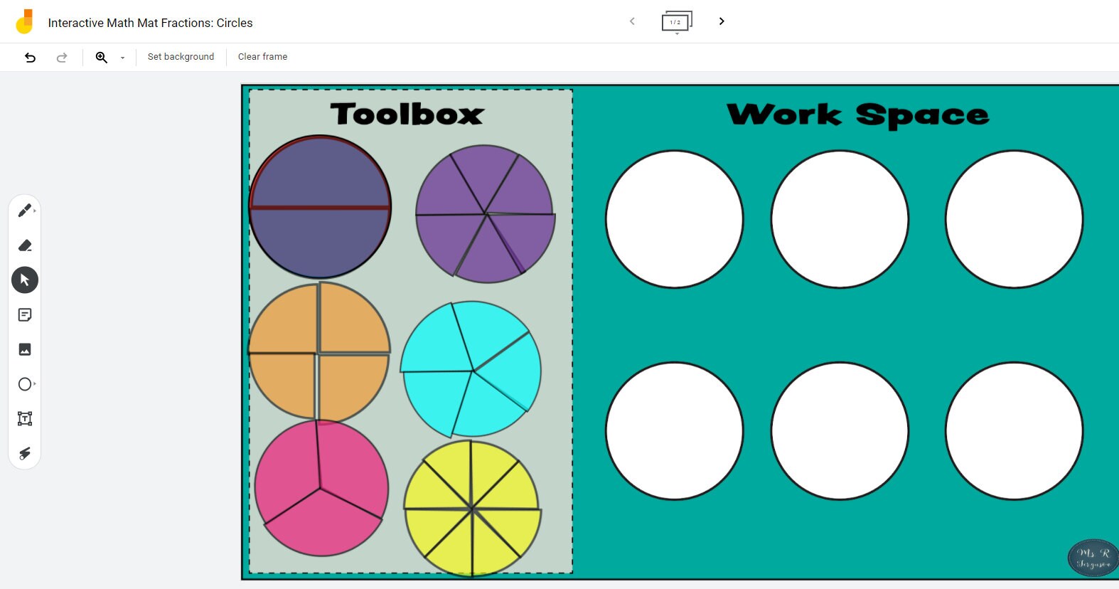 Google Workspace for Education Interactive Math Mat: Fraction Circles ...