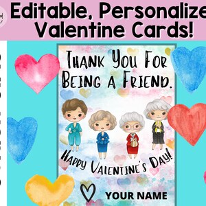 Meninas de Ouro!! Editável para PERSONALIZAR CARTÕES DE VALENTIM! Download digital instantâneo. Dia dos Namorados! Dia da Amizade.