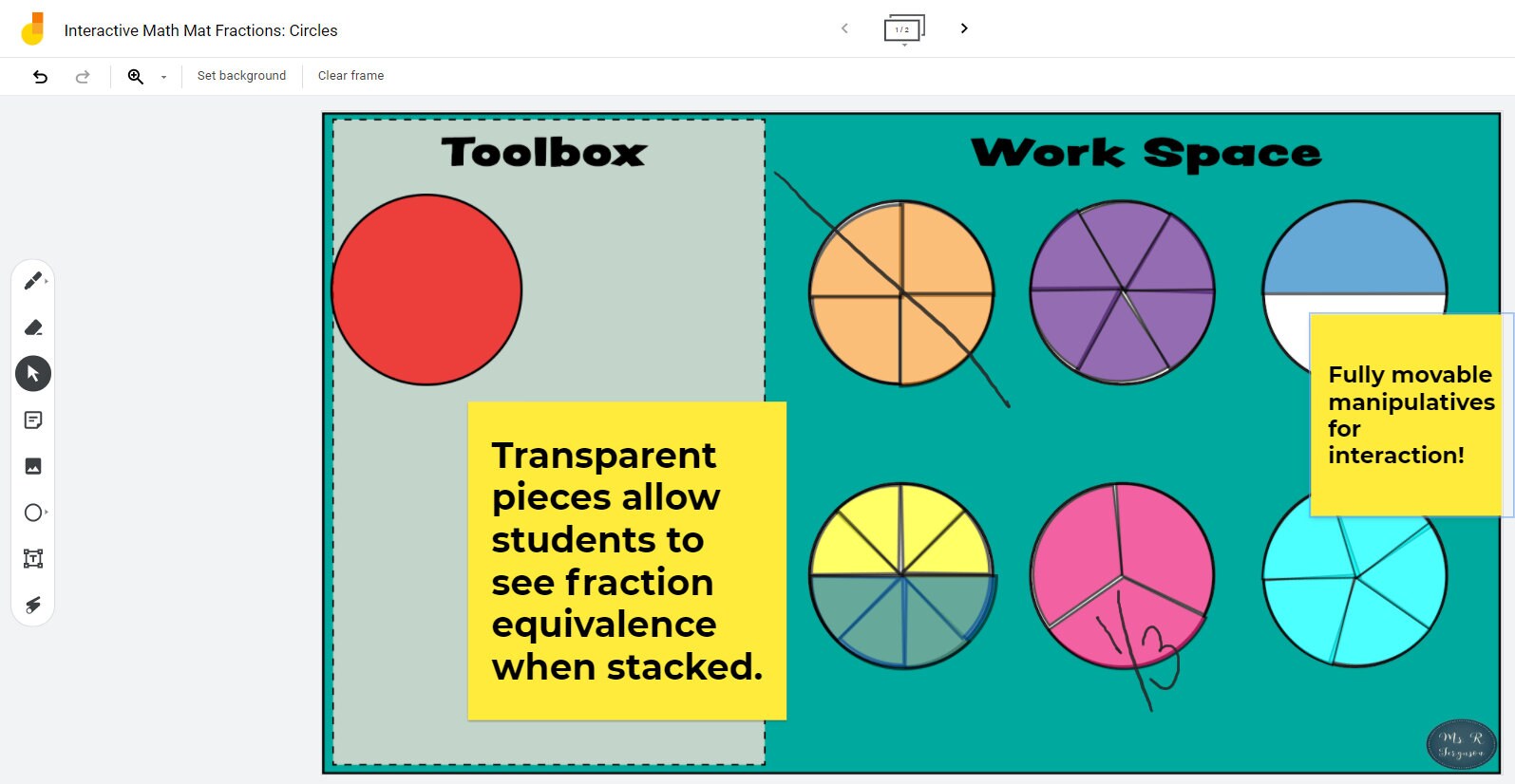 Google Workspace for Education Interactive Math Mat: Fraction Circles ...