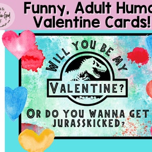 Dinossauro de Jurassic Park, engraçado, humor adulto CARTÕES DE VALENTIM! Download digital instantâneo. Dia dos Namorados! Dia da Amizade.