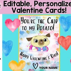 Chips y Patatas!! ¡Editable para PERSONALIZAR TARJETAS DE SAN VALENTÍN! Descarga digital instantánea. ¡Día de San Valentín! Dia de la amistad.
