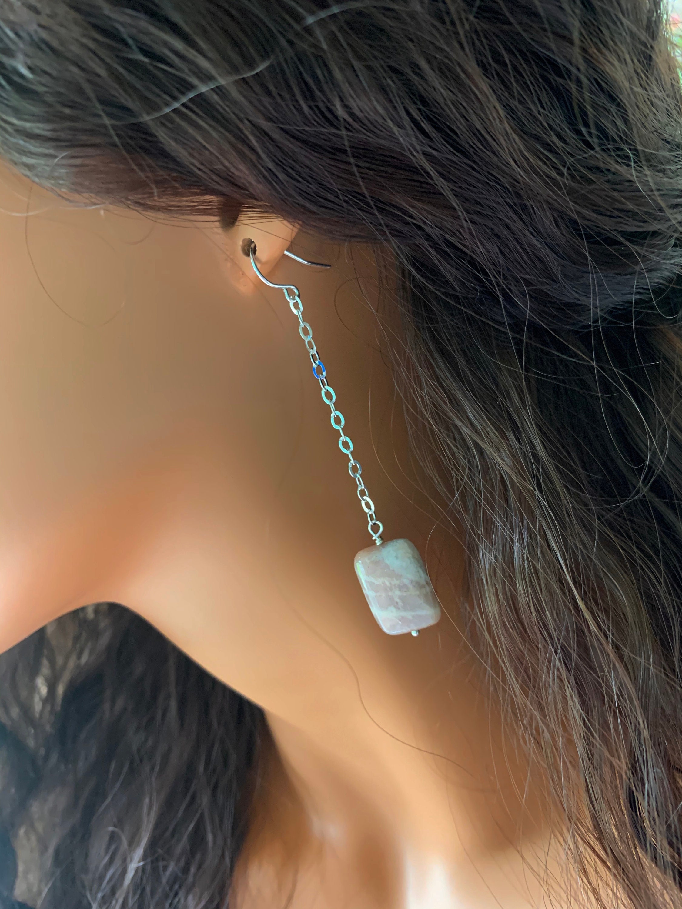 Long .925 Sterling Silver Chain Drop and Dangle Earrings Etsy