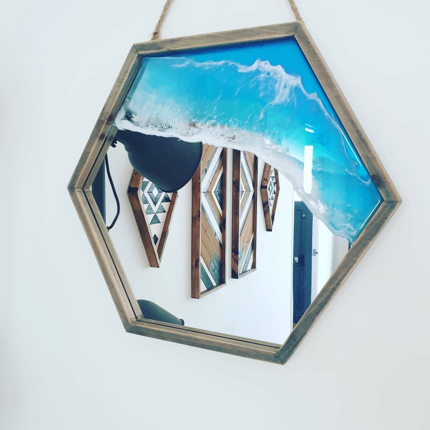 Kleine sechseckige Spiegel mit 3D Ozean Welle Kunst | Etsy