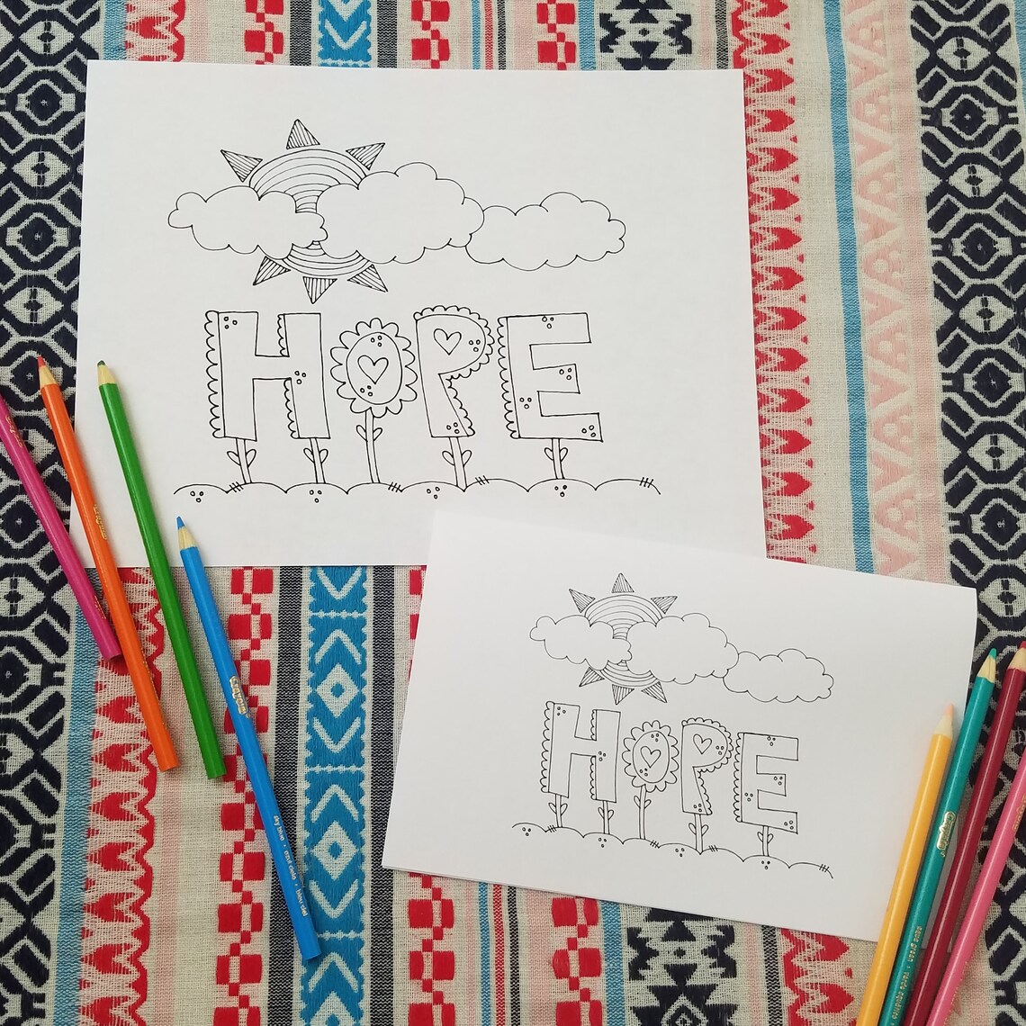 Printable Thinking of You Coloring Pages and Cards part 1 - Etsy