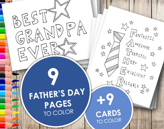 printable fathers day coloring pages and cards adult and kid etsy