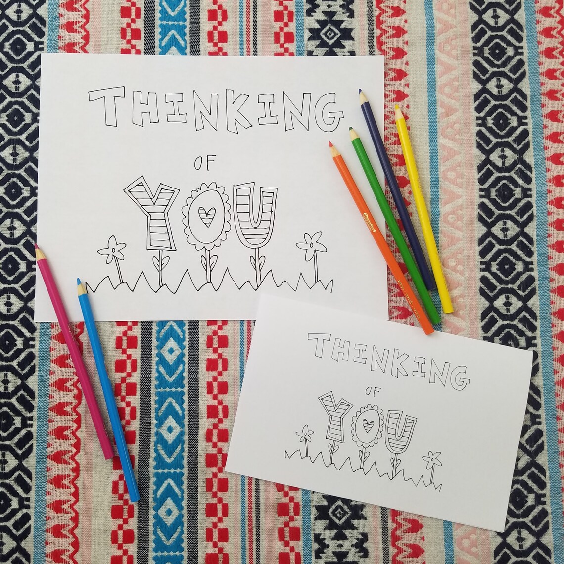 Printable Thinking of You Coloring Pages and Cards part 1 - Etsy