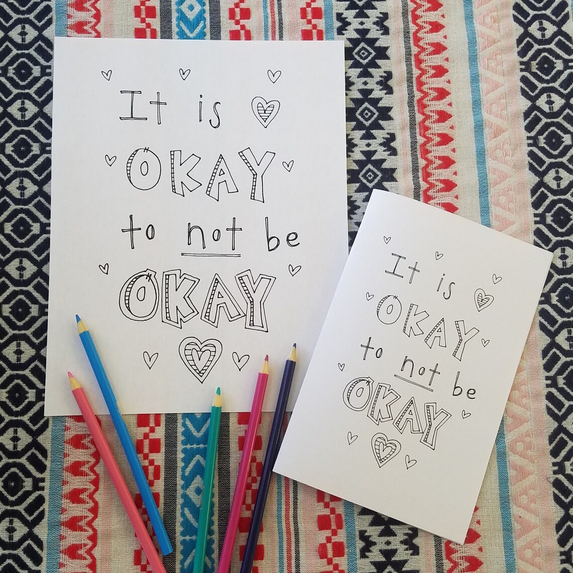 Printable Thinking of You Coloring Pages and Cards part 1 - Etsy