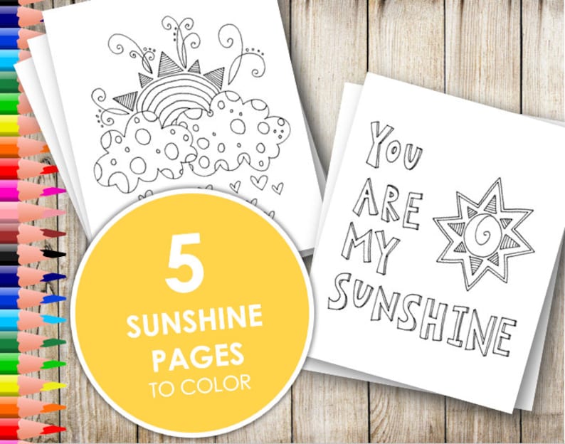 Printable Sunshine Coloring Pages, Adult and Kid Coloring Sheets, You