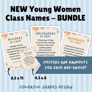 LDS Young Women Class Names BUNDLE, Builders of Faith, Messengers of Hope, Gatherers of Light, Colorful Shapes Design (Digital Download)