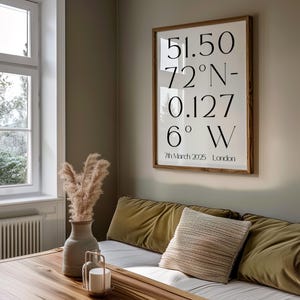 Personligt koordinattryck, anpassad förlovnings-/årsdagspresent, bröllopsplatspresent, inflyttningspresent, väggkonstposter, minimalistisk boho