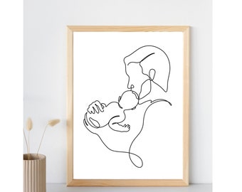 Impressão do Dia dos Pais | Presente de Dia dos Pais | Impressão do papai | Pai | Desenho de linha de figura | Conjunto de 1 | Novo Pai | Impressão Família | Personalizado