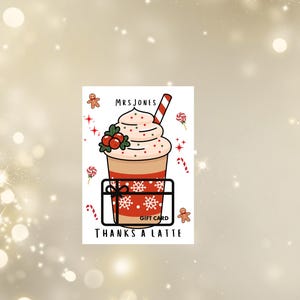 Portatarjetas de regalo de agradecimiento personalizado con café con leche / Tarjeta de regalo de café para maestros / / Tarjeta de regalo para maestros / Regalo de Navidad para maestros / Amigo secreto /