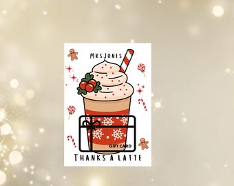Personligt presentkort med Thanksgiving-motiv | Presentkort för lärare med kaffe | | Presentkort för lärare | Julklapp för lärare | Hemlig tomte |