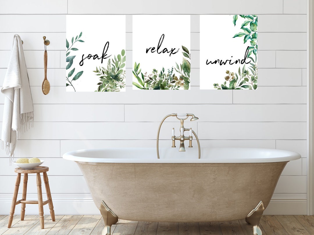 Bathroom Prints, Set of 3, Wall Art, Home Decor, Bathroom Decor, Relax