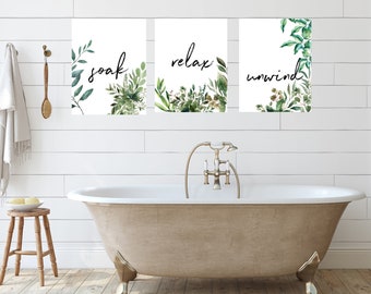 Bathroom Prints, Set Of 3, Wall Art, Home Decor, Bathroom Decor, Relax Soak Unwind, Bathroom Art, Bathroom Prints, Home Prints, Wall Prints