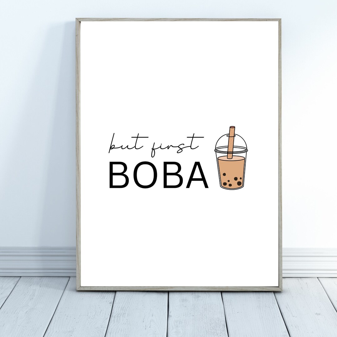 But First Boba Minimalist Wall Print, Retro Kitchen Wall Decor, but ...