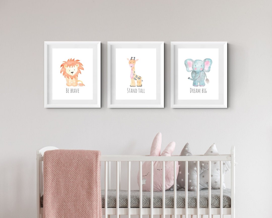 Safari Nursery Set of 6, Nursery Decor, Animal Nursery Prints, Quote ...