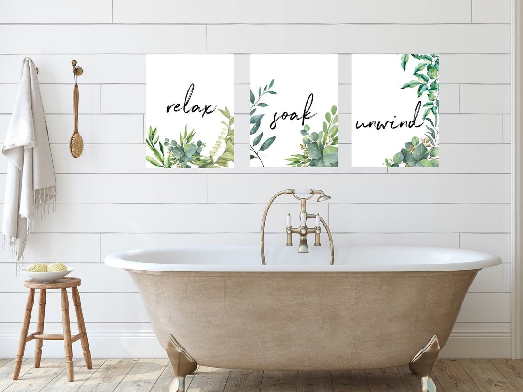 Bathroom Prints | Set of 3 | Wall Art | Home Decor | Bathroom Decor | Relax Soak Unwind ...