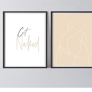 Set of 2 Bedroom Prints, Get Naked Prints, Line Prints, Set Of 3, Wall Art, Home, Bedroom Decor, Get Naked,Bathroom Art, Bathroom Prints,