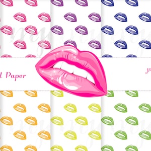 Digital Paper Lips - Pattern Lips - Scrapbook Paper - Pattern Kiss