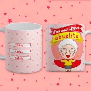 Super abuela diseño taza, Diseño para sublimación, Tazas, Diseño tazas café, Plantilla Para Taza De Cafe, Día de los abuelos, PSD taza