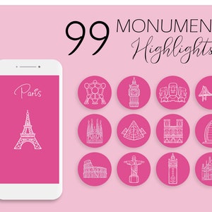 Instagram Highlight Covers, Icônes en vedette Instagram Stories, World Monuments Icons, Instagram Monuments, Barcelona Icon