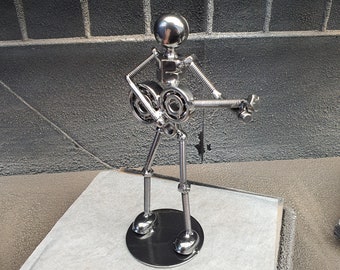 Music Man Drummer  Handmade Metal Recycled Sculpture Metal Art Productions