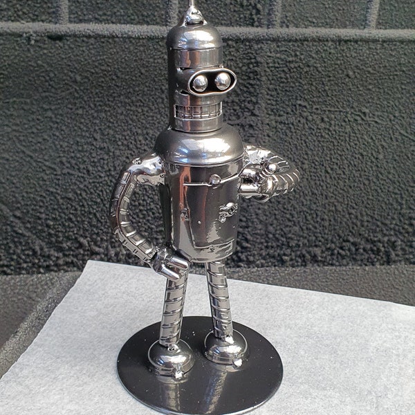 Bender Futurama Smoking Figure Model Metal Art Productions Sculpture Handmade Recycled