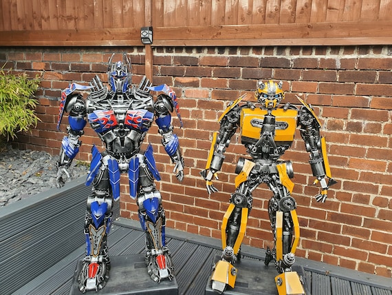 Transformers Bumblebee and Optimas Prime 120cm Sci-fi Handmade Recycled  Metal Art Productions Sculpture - Etsy