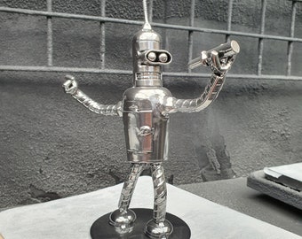 Bender Futurama Drinking Figure Model Metal Art Productions Sculpture Handmade Recycled