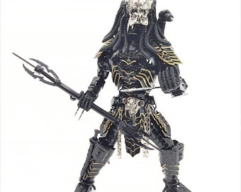 Inspired by: Predator 40cm Elder Throwing (see Video) black edged with gold recycle handmade metal art productions