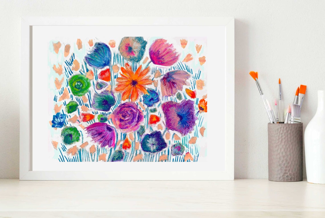 Abstract Floral Art Print Floral Art Flower Art Boho Chic Etsy