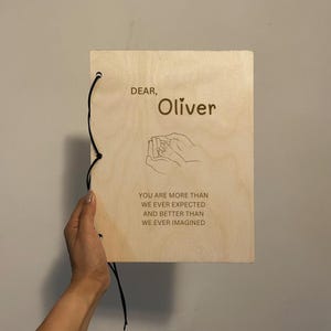 Dear Baby - Personalized Wood Letter and Card Keeper - Unique Gift for Expecting Parents, Birthdays, and Baby Showers