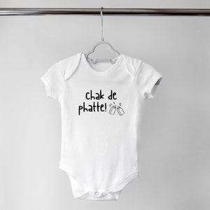 Chak De Phatte, mono personalizado, regalo para baby shower, mono punjabi, mono indio, mono de bebé sij, anuncio de embarazo, Bollywood