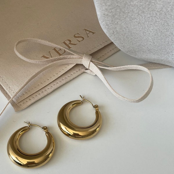 Gold Creole Hoops, Gold Hoops, Gold Earrings, Chunky Hoops, Boho Hoops, Statement Hoops, Lightweight Earrings, Thick Gold hoops, Gift idea