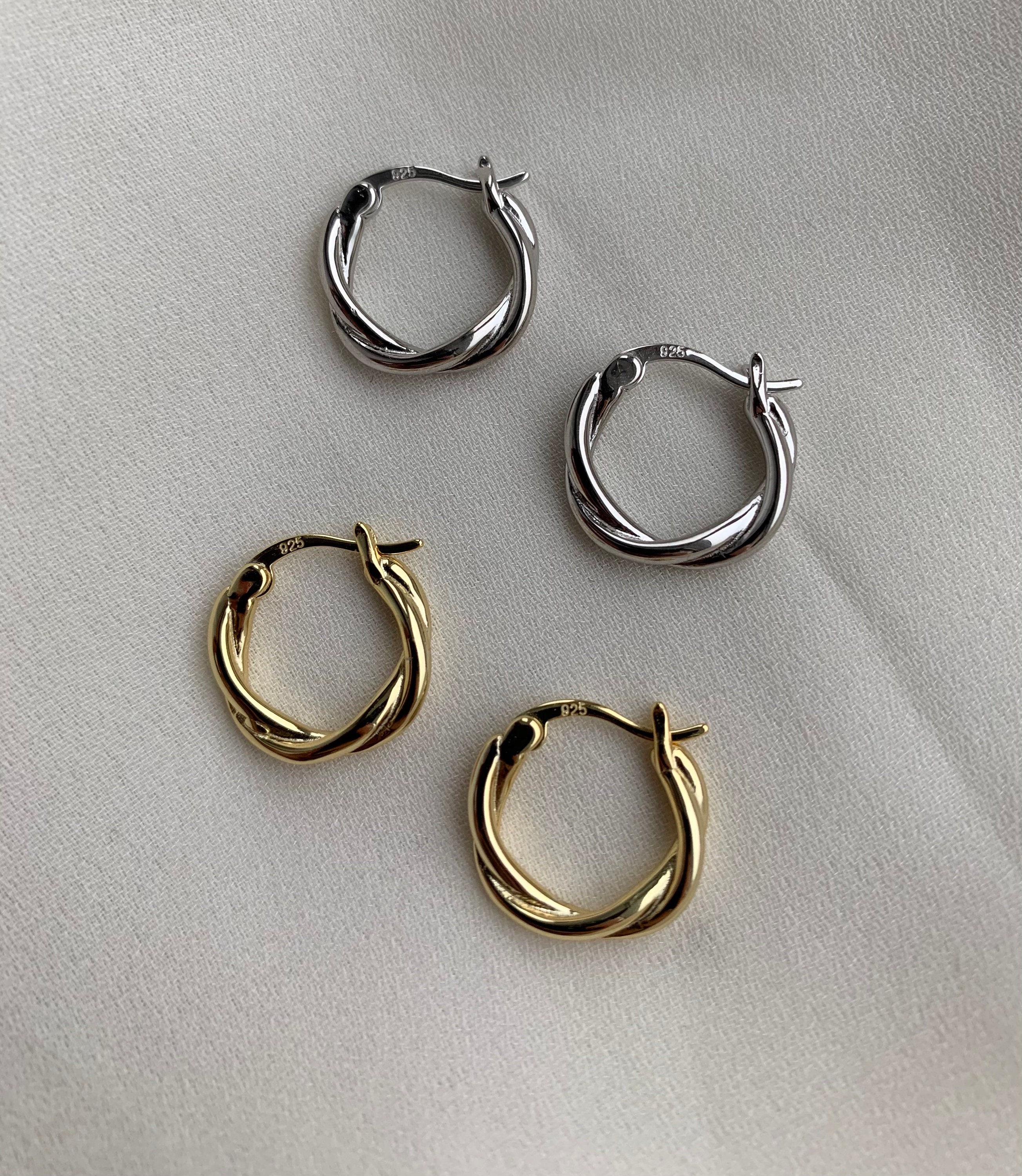 Mini Twist Gold Hoop Earrings. 18k Gold Plated Sterling Silver - Etsy UK