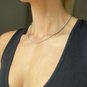 Silver rope chain, gold twist necklace, silver twisted rope chain, rope necklace, silver chain, silver layering necklace, stacking necklace