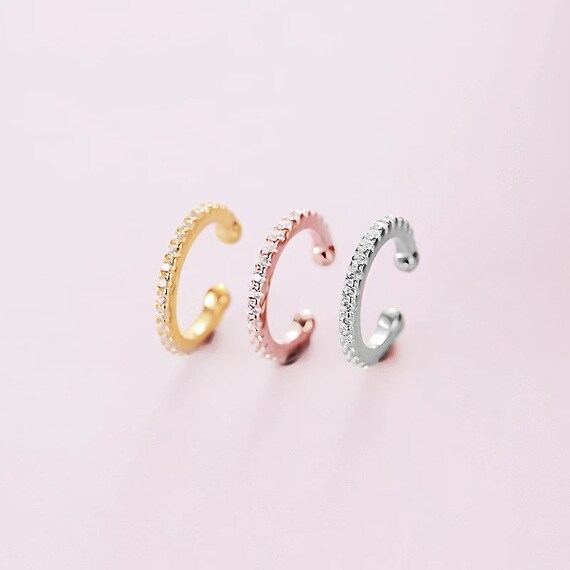 Orecchino A Clip Singolo In Argento 925 Con Zirconi – Cerchio Da 13 Mm, Non Forato, Idea Gioiello Cartilagine - 3