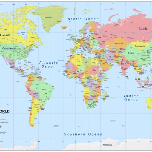 world map atlas geography political poster print in etsy