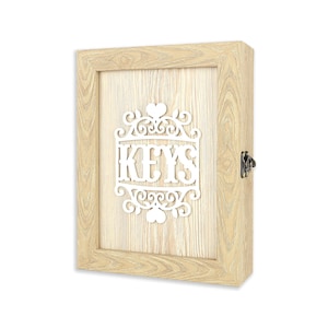 Wooden Key Box - Beige Key Box - Vintage Key Box - Key Holder - Key Box for Wall – Rustic Key Box  - Key Sorter -  Key Box Storage