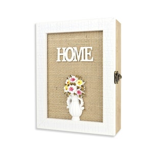 Wooden Key Box - White Key Box - Vintage Key Box - Key Holder - Key Box for Wall – Rustic Key Box  - Key Sorter -  Key Box Storage