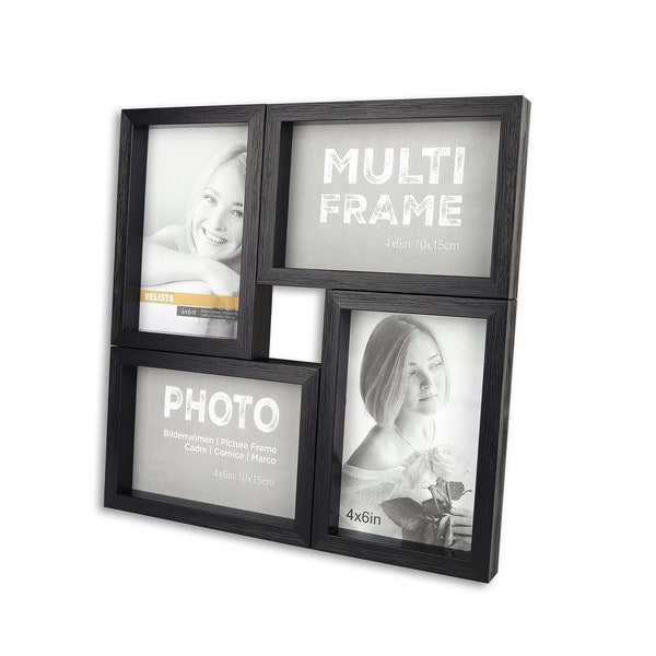 4-Opening 4x6” Rustic Picture Frame Collage - Farmhouse Tabletop Square Frame Collage - Wall Mount Multi Picture Frame – Desk Photo Frame