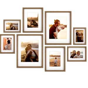 8 Piece Gallery Wall Frame Set - Rustic Photo Frame Set with Mat - Farmhouse Assorted Picture Frames - Picture Frame Set for Wall Collage