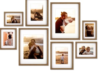 8 Piece Gallery Wall Frame Set - Rustic Photo Frame Set with Mat - Farmhouse Assorted Picture Frames - Picture Frame Set for Wall Collage