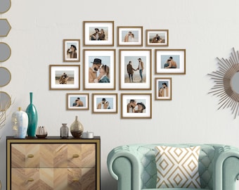 12 Piece Gallery Wall Frame Set "Star"-Rustic Photo Frame Set with Mat-Farmhouse Assorted Picture Frames-Picture Frame Set for Wall Collage